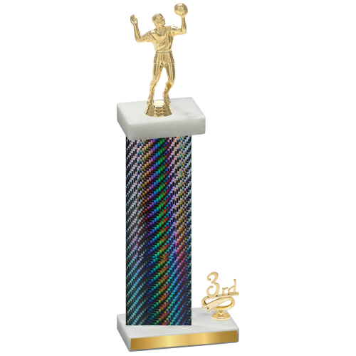 Accented Single Black Carbon Fiber Third Place Volleyball Trophy