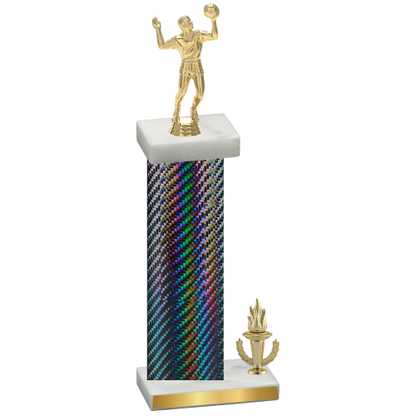 Accented Single Black Carbon Fiber Victory Volleyball Trophy