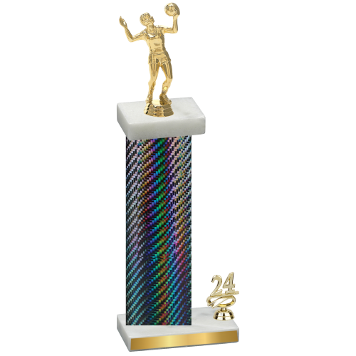 Accented Single Black Carbon Fiber Year Volleyball Trophy