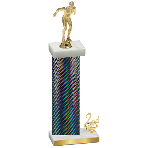 Accented Single Black Carbon Fiber Second Place Swimming Trophy