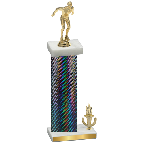 Accented Single Black Carbon Fiber Victory Swimming Trophy