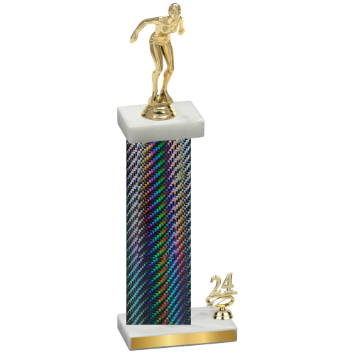 Accented Single Black Carbon Fiber Year Tennis Trophy