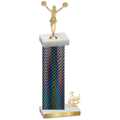 Accented Single Black Carbon Fiber Third Place Cheerleading Trophy