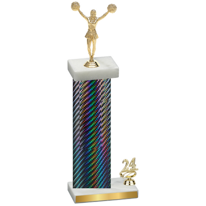 Accented Single Black Carbon Fiber Year Cheerleading Trophy