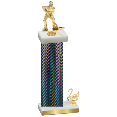 Accented Single Black Carbon Fiber Second Place Hockey Trophy