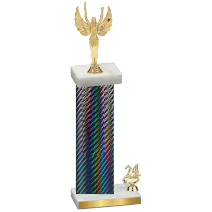 Accented Single Black Carbon Fiber Year Victory Trophy