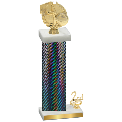 Accented Single Black Carbon Fiber Second Place Basketball Trophy