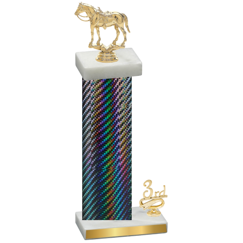 Accented Single Black Carbon Fiber Third Place Horses Trophy