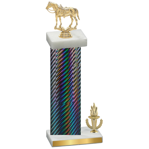 Accented Single Black Carbon Fiber Victory Horses Trophy