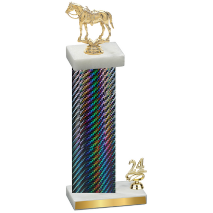 Accented Single Black Carbon Fiber Year Horses Trophy