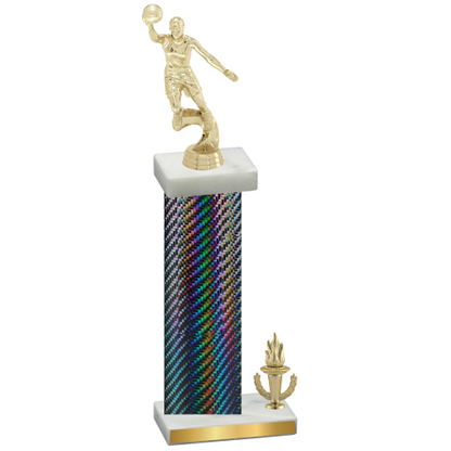 Accented Single Black Carbon Fiber Victory Basketball Trophy