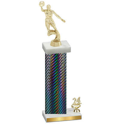 Accented Single Black Carbon Fiber Year Basketball Trophy