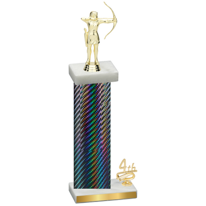 Accented Single Black Carbon Fiber Fourth Place Archery Trophy