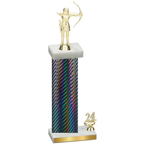 Accented Single Black Carbon Fiber Year Archery Trophy