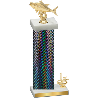 Accented Single Black Carbon Fiber First Place Fishing Trophy