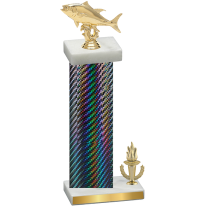 Accented Single Black Carbon Fiber Victory Fishing Trophy