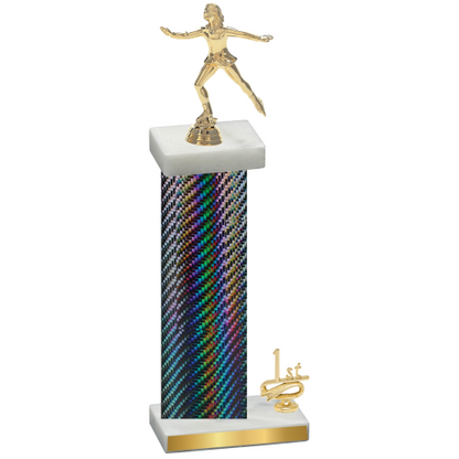 Accented Single Black Carbon Fiber First Place Skater Trophy