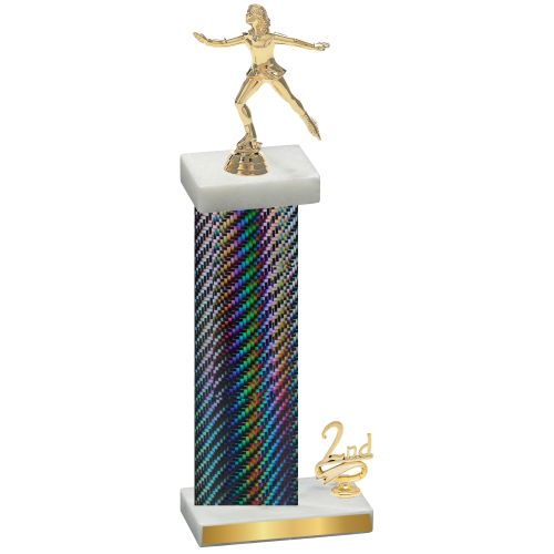 Accented Single Black Carbon Fiber Second Place Skater Trophy