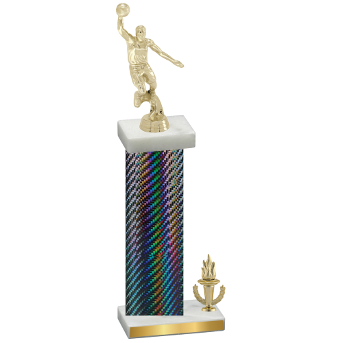 Accented Single Black Carbon Fiber Victory Basketball Trophy