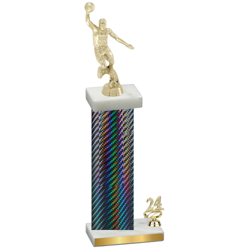 Accented Single Black Carbon Fiber Year Basketball Trophy