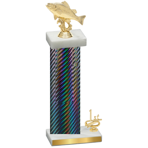 Accented Single Black Carbon Fiber First Place Fishing Trophy