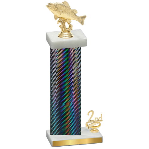 Accented Single Black Carbon Fiber Second Place Fishing Trophy