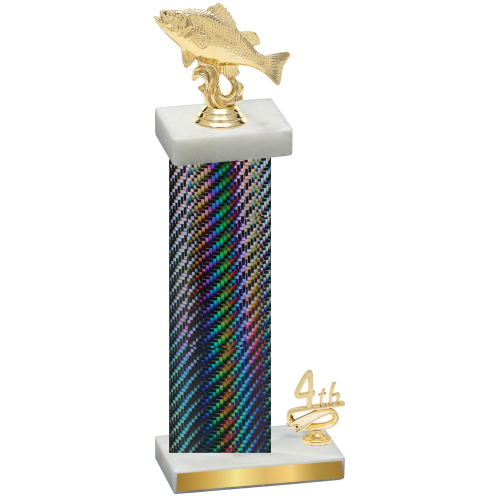 Accented Single Black Carbon Fiber Fourth Place Fishing Trophy