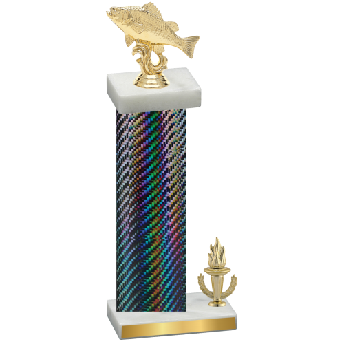 Accented Single Black Carbon Fiber Victory Fishing Trophy