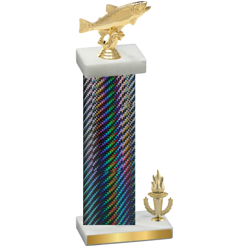 Accented Single Black Carbon Fiber Victory Fishing Trophy