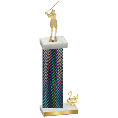 Accented Single Black Carbon Fiber Second Place Golf Trophy