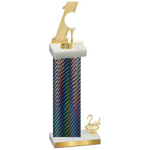 Accented Single Black Carbon Fiber Second Place Golf Trophy