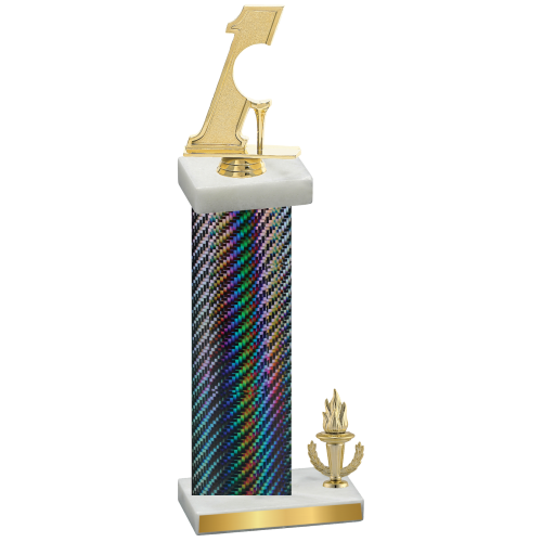 Accented Single Black Carbon Fiber Victory Golf Trophy