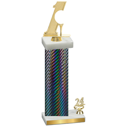 Accented Single Black Carbon Fiber Year Golf Trophy