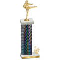 Accented Single Black Carbon Fiber Third Place Karate Trophy