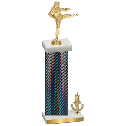 Accented Single Black Carbon Fiber Victory Karate Trophy