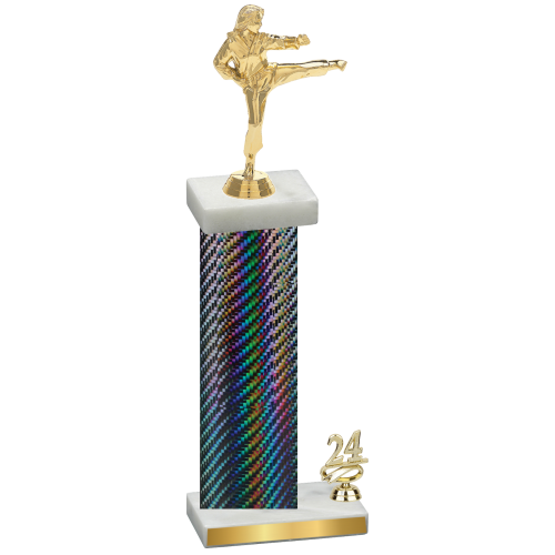 Accented Single Black Carbon Fiber Year Karate Trophy