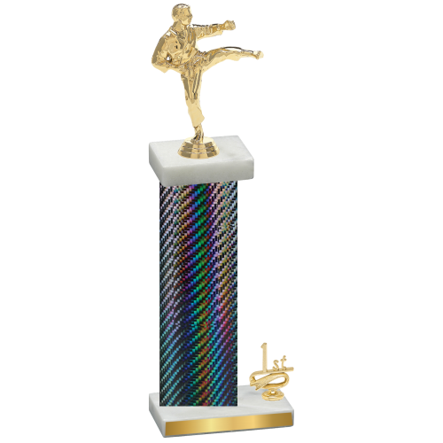 Accented Single Black Carbon Fiber First Place Karate Trophy