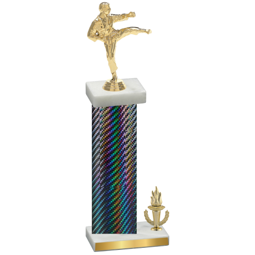 Accented Single Black Carbon Fiber Victory Karate Trophy