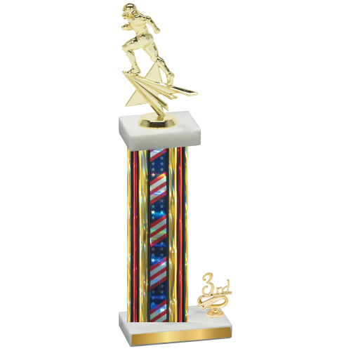 Accented Single Flag USA Third Place Football Trophy