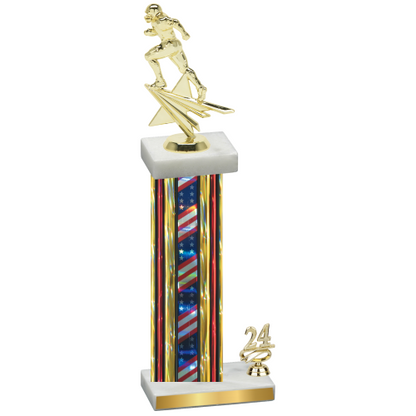 Accented Single Flag USA Year Football Trophy