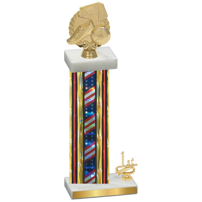 Accented Single Flag USA First Place Soccer Trophy