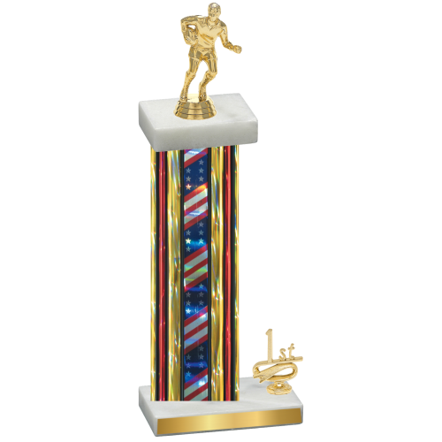 Accented Single Flag USA First Place Rugby Trophy