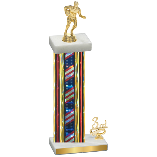 Accented Single Flag USA Third Place Rugby Trophy