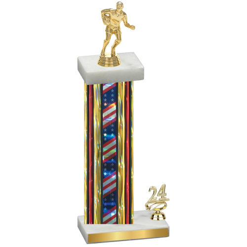 Accented Single Flag USA Year Rugby Trophy