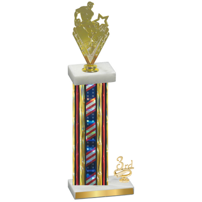 Accented Single Flag USA Third Place Rugby Trophy