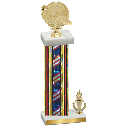 Accented Single Flag USA Victory Running Trophy