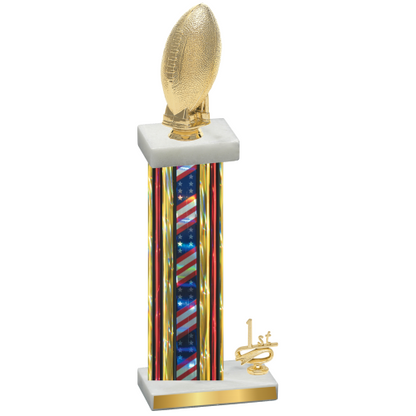 Accented Single Flag USA First Place Football Trophy