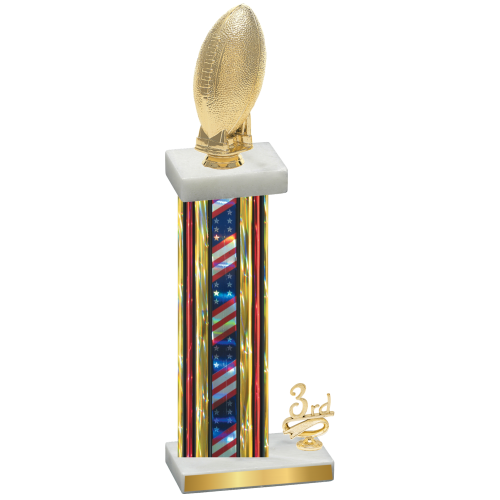 Accented Single Flag USA Third Place Football Trophy