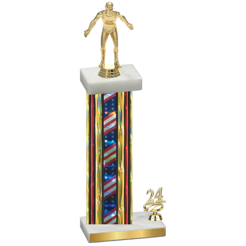 Accented Single Flag USA Year Wrestling Trophy