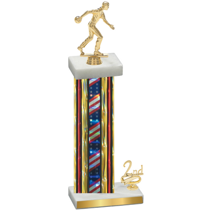 Accented Single Flag USA Second Place Bowling Trophy